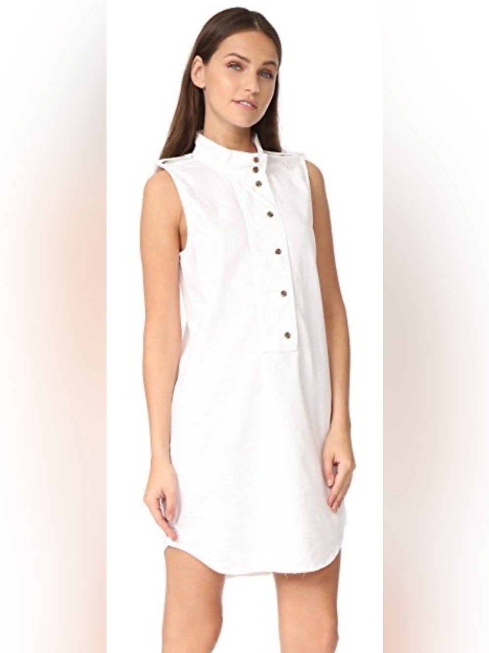 Equipment White Sleeveless Button-Front Mini Dress, S